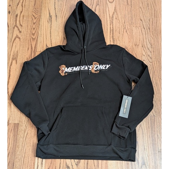 Members Only Other - Members Only Hoodie Pullover Graphic Teddy Bear Hands Black Men's Large, NWT